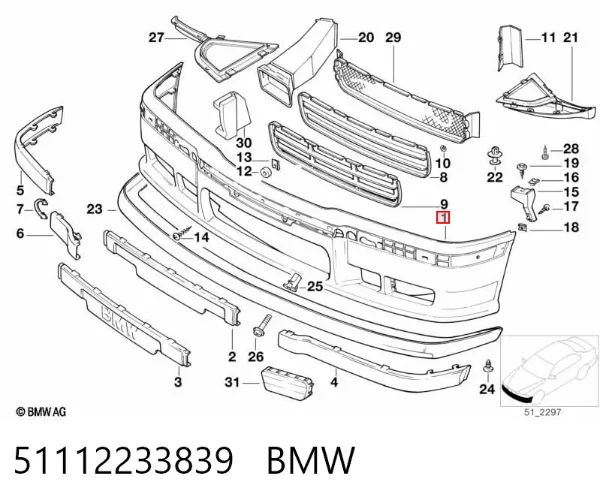 Zderzak przedni 51112233839 BMW