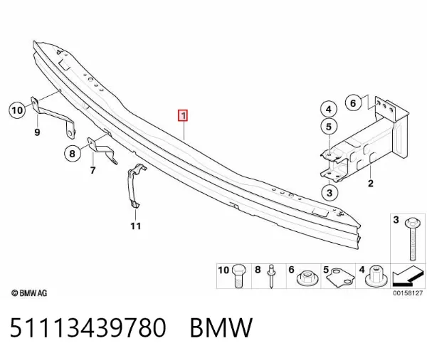Wzmocnienie zderzaka przedniego 51113439780 BMW