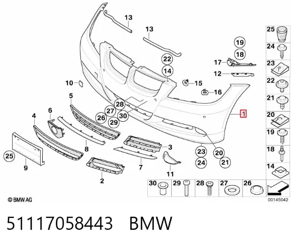Zderzak przedni 51117058443 BMW