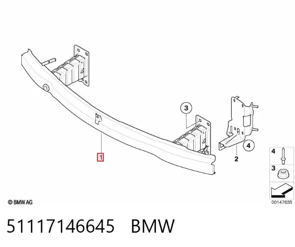Wzmocnienie zderzaka przedniego 51117146645 BMW