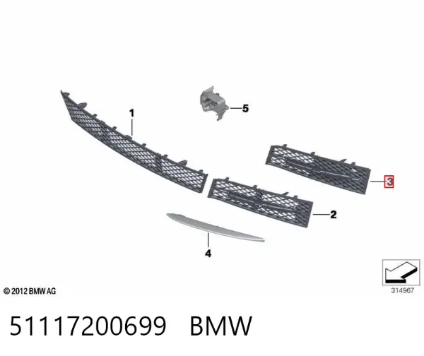Kratka zderzaka przedniego lewa 51117200699 BMW