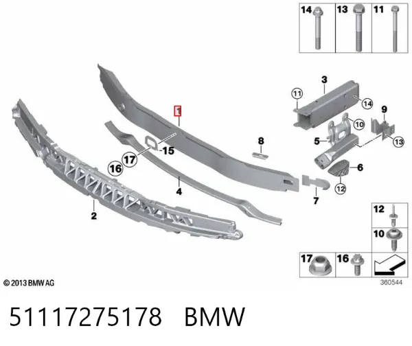 Wzmocnienie zderzaka przedniego 51117275178 BMW