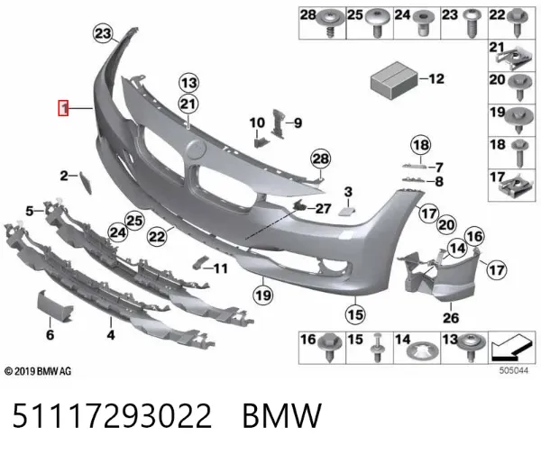 Zderzak przedni 51117293022 BMW