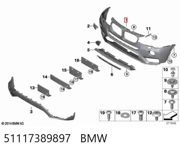 Zderzak przedni 51117389897 BMW