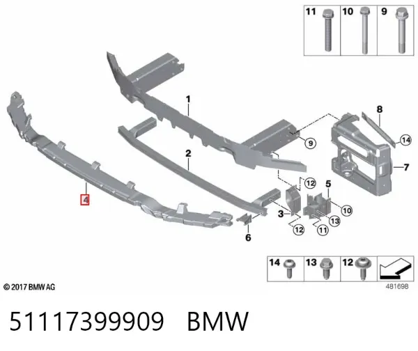 Absorber (wypełniacz) zderzaka przedniego 51117399909 BMW