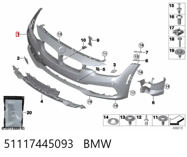 Zderzak przedni 51117445093 BMW
