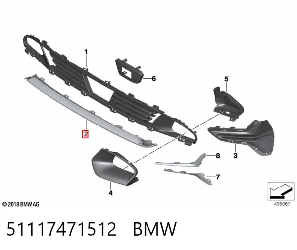 Nakładka na zderzak przedni środkowa 51117471512 BMW