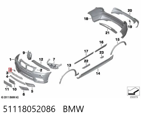 Zaślepka haku holowniczego zderzaka przednia 51118052086 BMW