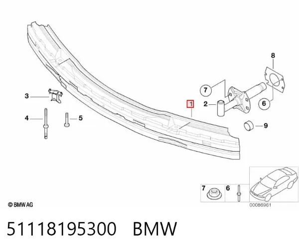 Wzmocnienie zderzaka przedniego 51118195300 BMW