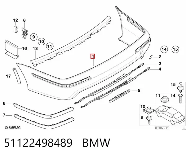 Zderzak tylny 51122498489 BMW