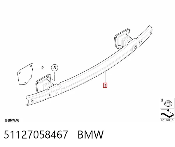 Wzmocnienie zderzaka tylnego 51127058467 BMW