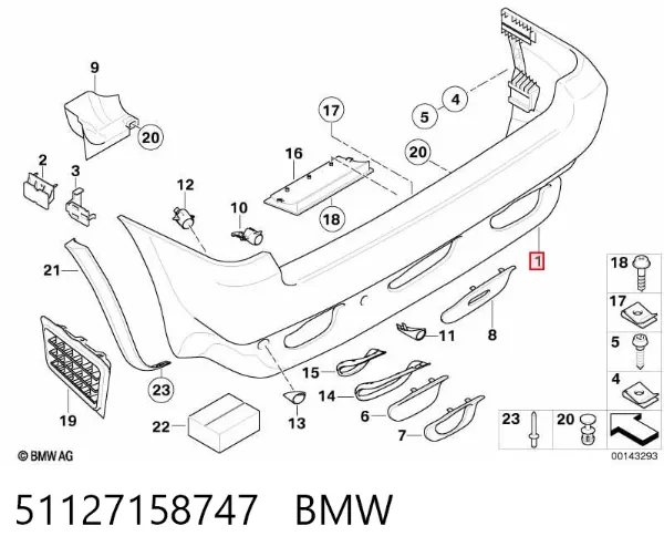 Zderzak tylny 51127158747 BMW