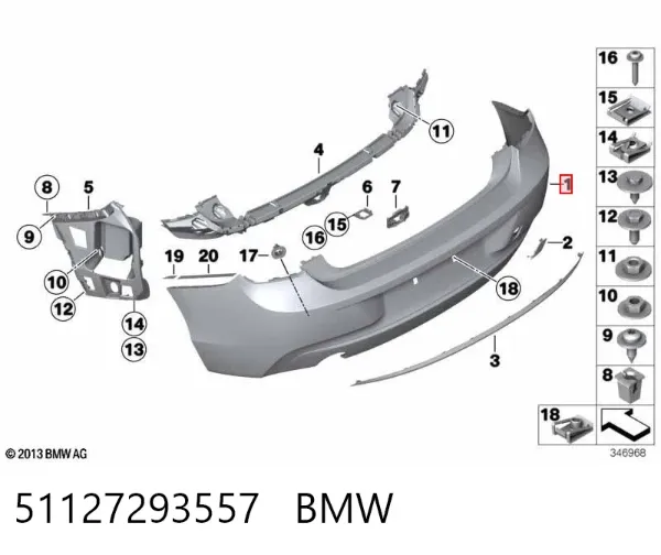 Zderzak tylny 51127293557 BMW