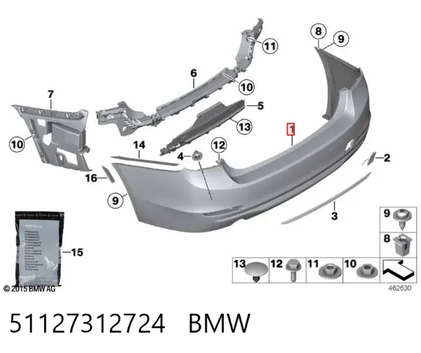 Zderzak tylny 51127312724 BMW