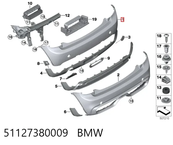 Zderzak tylny 51127380009 BMW