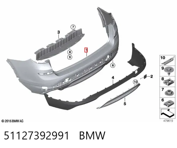 Zderzak tylny 51127392991 BMW