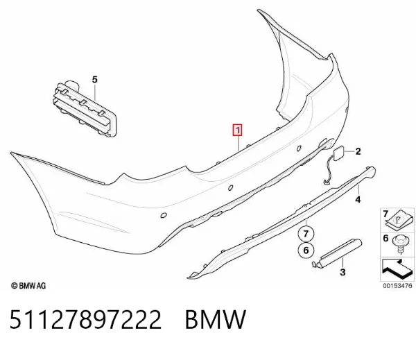 Zderzak tylny 51127897222 BMW
