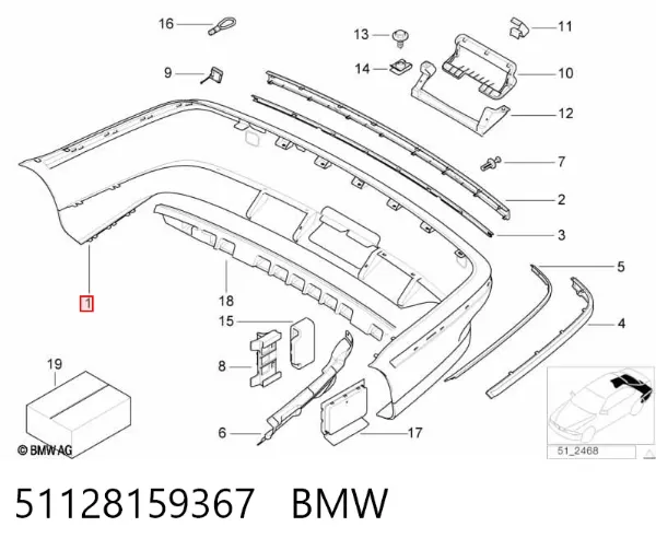 Zderzak tylny 51128159367 BMW