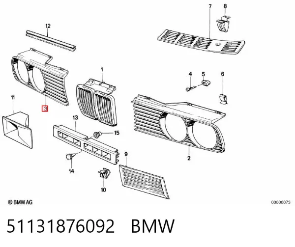 Atrapa chłodnicy prawa 51131876092 BMW