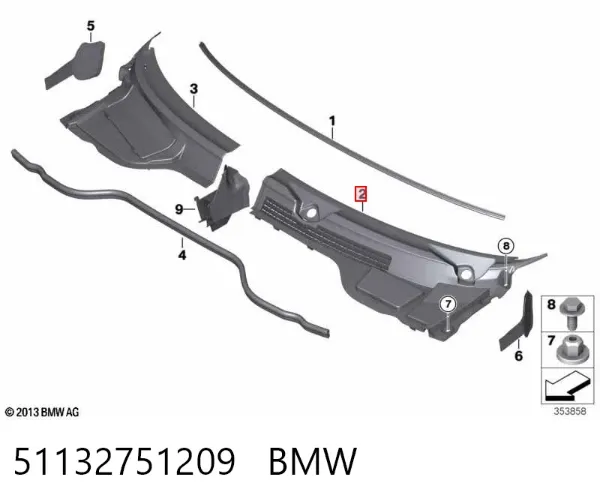Kratka wycieraczek lewa 51132751209 BMW