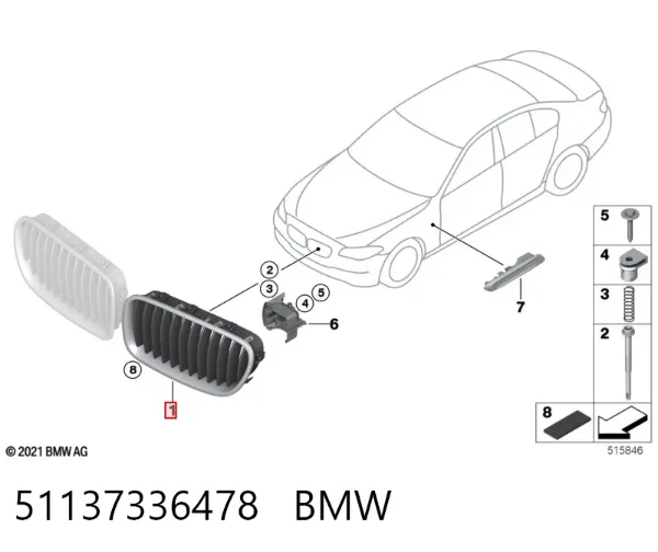 Atrapa chłodnicy prawa 51137336478 BMW