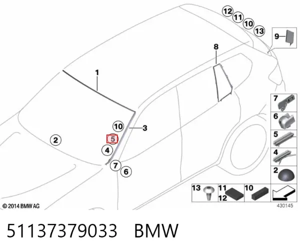 Spinka mocowania nadkola przedniego 51137379033 BMW