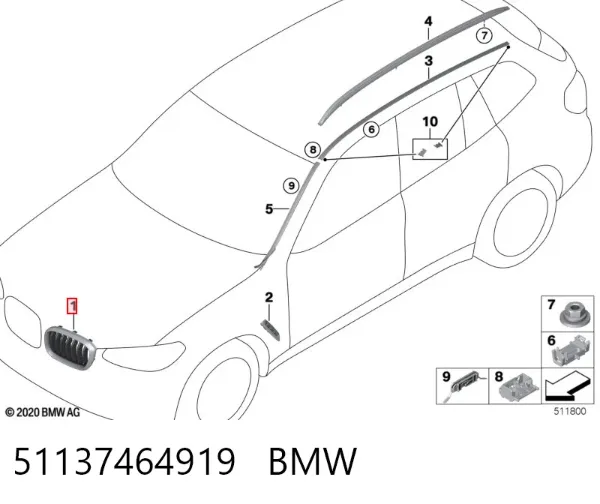 Atrapa chłodnicy lewa 51137464919 BMW