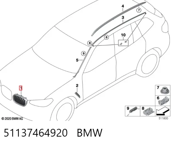 Atrapa chłodnicy prawa 51137464920 BMW
