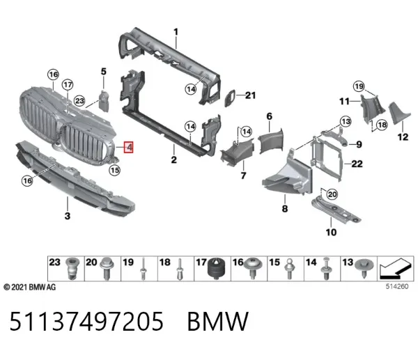Atrapa chłodnicy 51137497205 BMW