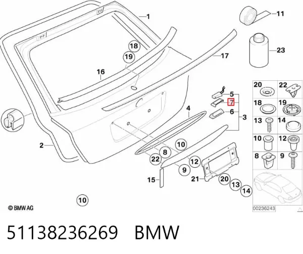 Lampa oświetlenia tylnej tablicy rejestracyjnej 51138236269 BMW