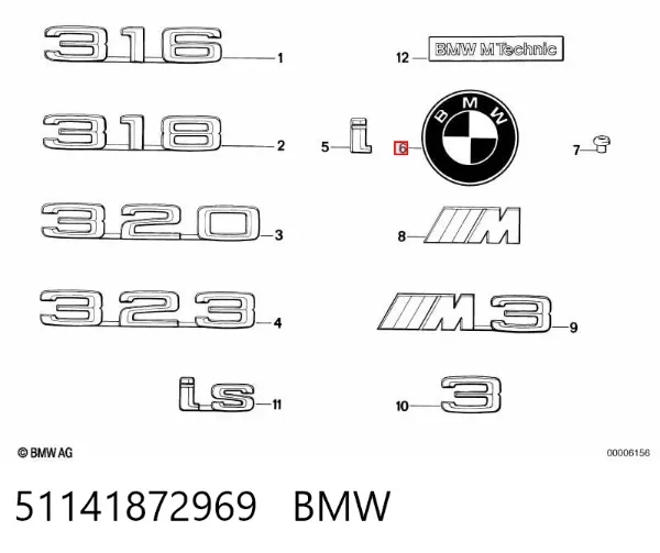 Emblemat na klapę bagaznika (znaczek firmowy) BMW 3 E30
