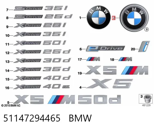 Emblemat na klapę bagaznika (znaczek firmowy) BMW X5 F15, F85