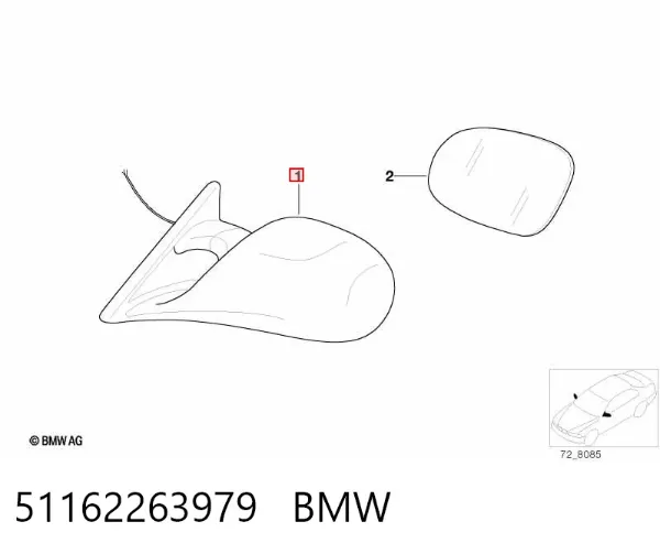 Lusterko wsteczne lewe 51162263979 BMW