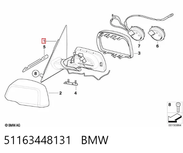 Lusterko wsteczne lewe 51163448131 BMW