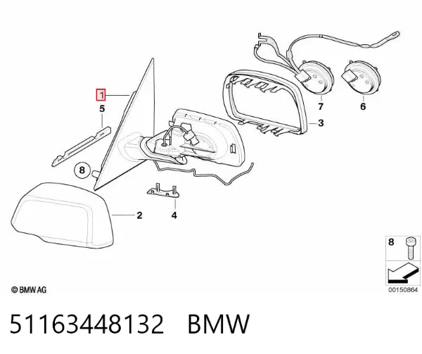 Lusterko wsteczne prawe 51163448132 BMW