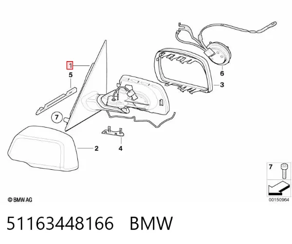 Lusterko wsteczne prawe 51163448166 BMW