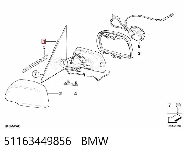 Lusterko wsteczne prawe 51163449856 BMW