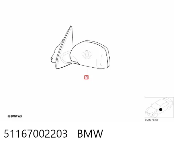 Lusterko wsteczne lewe 51167002203 BMW