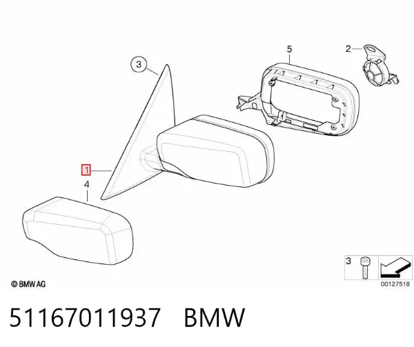 Lusterko wsteczne lewe 51167011937 BMW