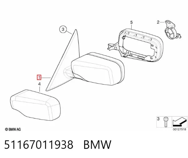 Lusterko wsteczne prawe 51167011938 BMW