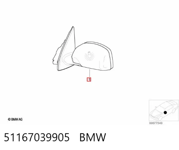 Lusterko wsteczne lewe 51167039905 BMW