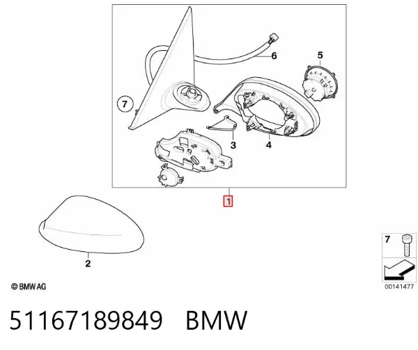 Lusterko wsteczne lewe 51167189849 BMW