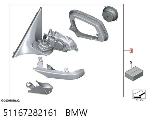 Lusterko wsteczne lewe BMW 7 F01, F02, F03, F04
