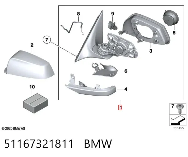 Lusterko wsteczne lewe BMW 5 F10