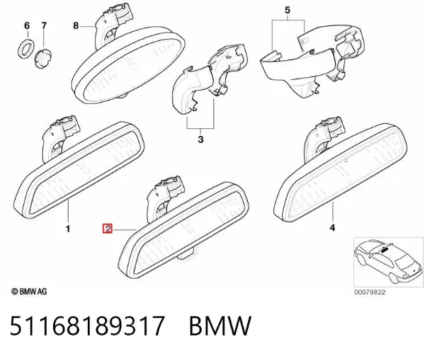 Lusterko wewnętrzne 51168189317 BMW