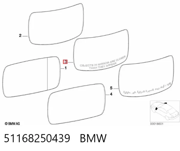 Lusterko wsteczne prawe 51168250439 BMW