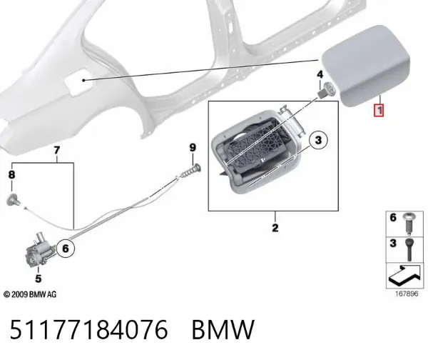Klapka wlewu paliwa BMW 7 F01, F02, F03, F04