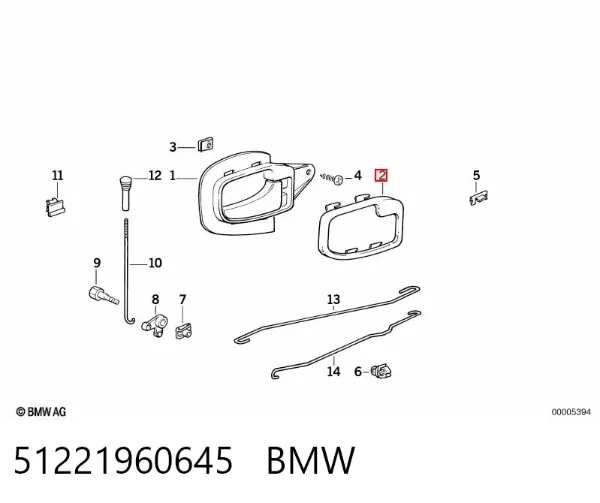 Obicie klamki wewnętrznej drzwi przednich lewych 51221960645 BMW