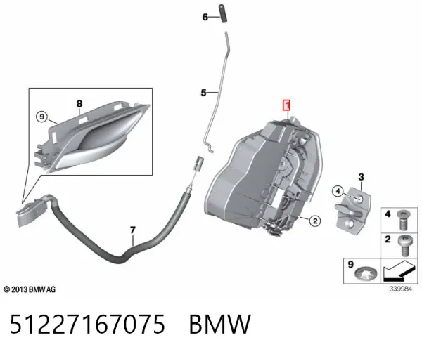 Zamek drzwi tylnych lewych 51227167075 BMW