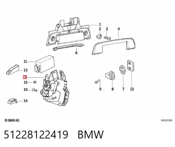 Zamek drzwi tylnych lewych BMW 3 E36